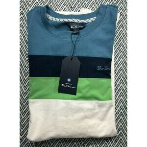 Ben Sherman Men's Colorblock Cotton T-Shirt Coconut Milk Size L Classic Fit $69